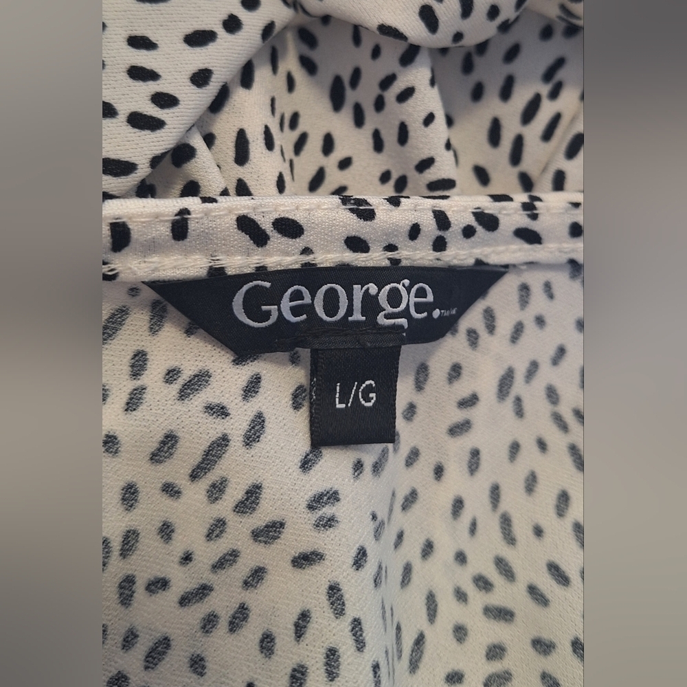 George size large white and black spotted dress - Picture 2 of 6